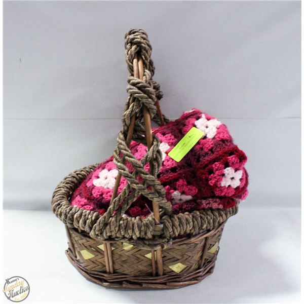 GRANNY SQUARE KNITTED AFGHAN WITH