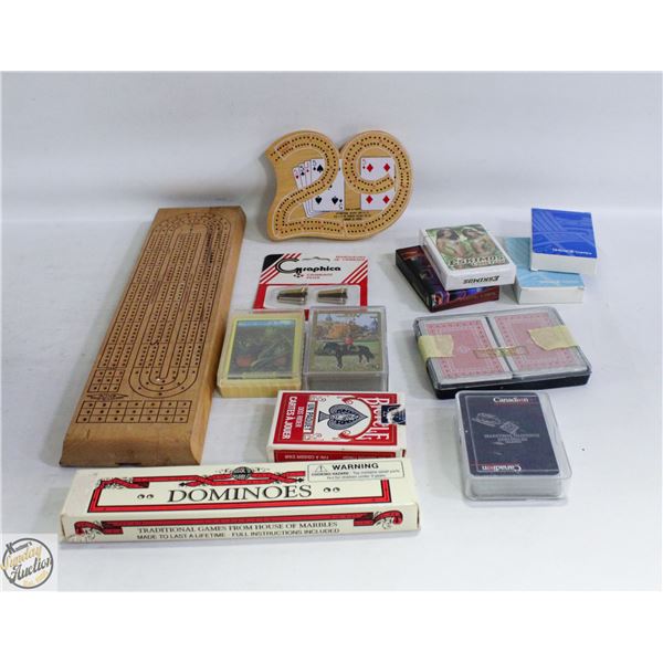 LOT WITH ACME CRIB BOARD AND ORIGINAL DOMINOS PLUS