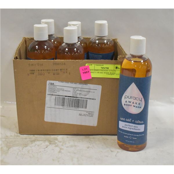 UNCLAIMED FREIGHT: 6 PACK PURACY AWAKE BODY WASH