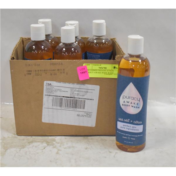 UNCLAIMED FREIGHT: 6 PACK PURACY AWAKE BODY WASH