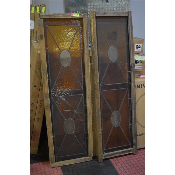 PAIR OF ANTIQUE STAINED GLASS WINDOWS