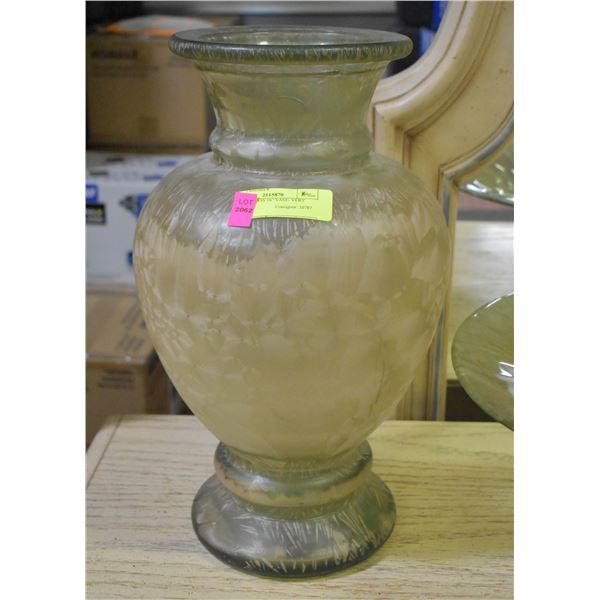 BLOWN GLASS 16" VASE- VERY HEAVY
