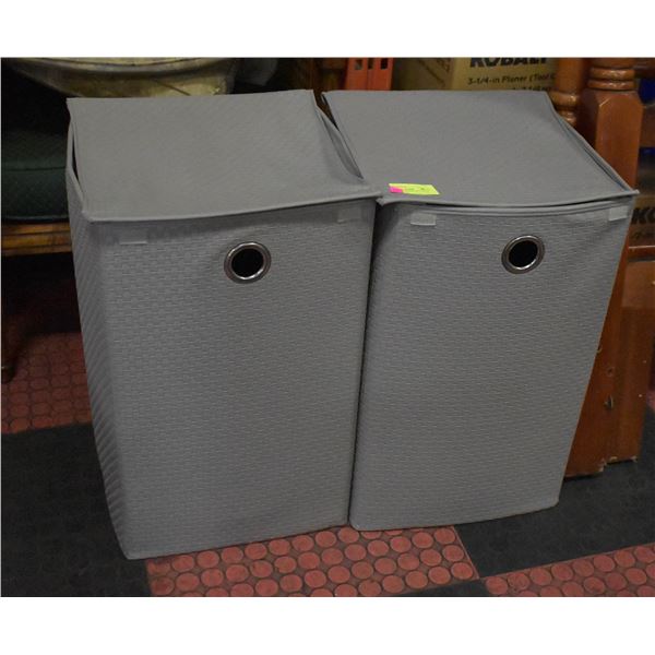 SOFT SIDE LAUNDRY BINS- LOT OF 2- 23" X 13" X 13