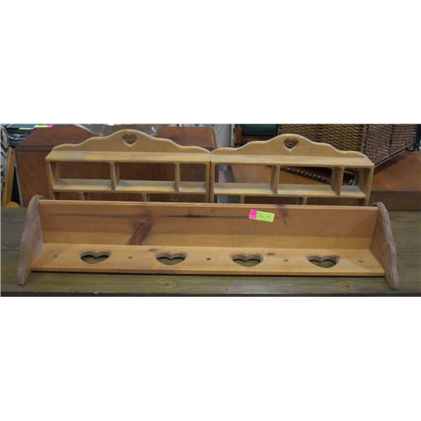 SET OF WOODEN SHELVES