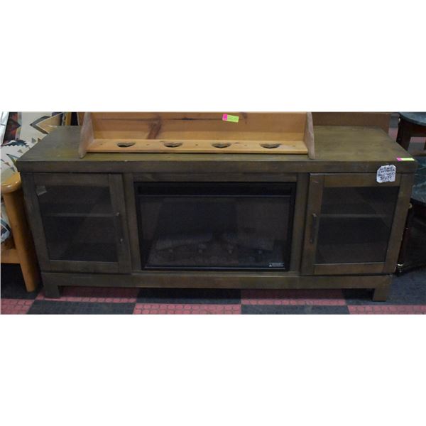 FIREPLACE CREDENZA SOLID WOOD 64" X 20" X 28"
