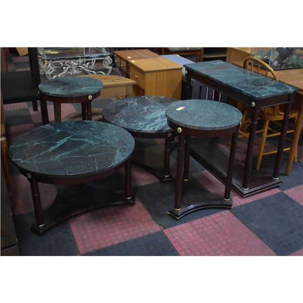 3 MARBLE COFFEE DISPLAY TABLES - 25"X17" & 35"X