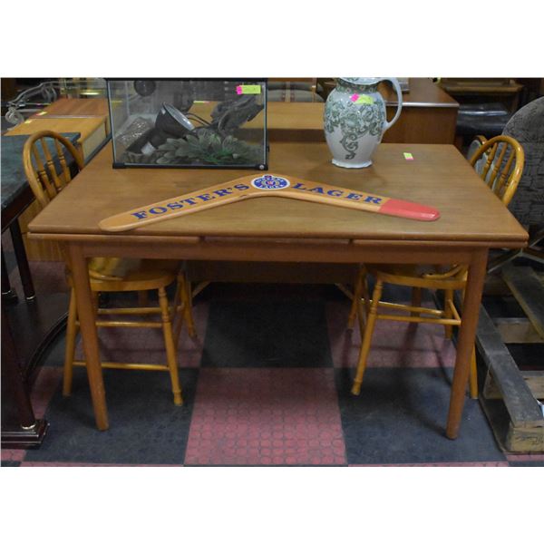 LARGE DINING TABLE WITH 2 WOOD CHAIRS