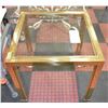 Image 1 : BRASS FRAMED GLASS TOP SIDE TABLE 26" X 26" X 22"
