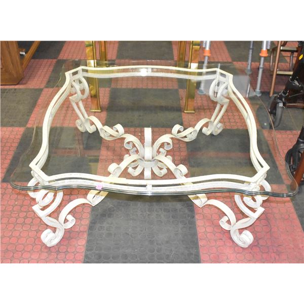 COFFEE TABLE- CAST METAL W/ HEAVY TEMPERED GLASS-