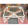 Image 1 : COFFEE TABLE- CAST METAL W/ HEAVY TEMPERED GLASS-