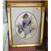 Image 1 : VINTAGE FRAMED CROSS STITCH- "SARA MOON"- 28" X