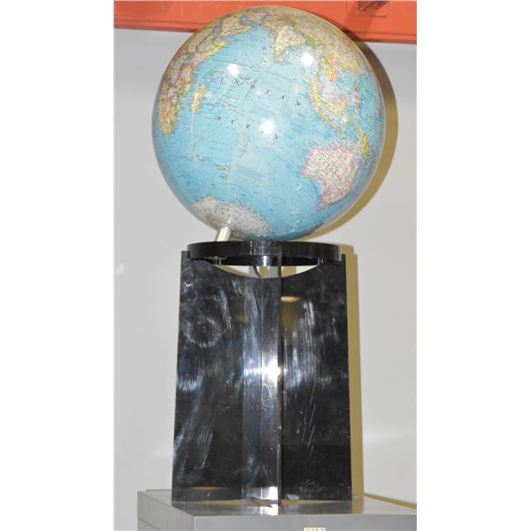 1980S NATIONAL GEOGRAPHIC WORLD GLOBE ON LUCITE