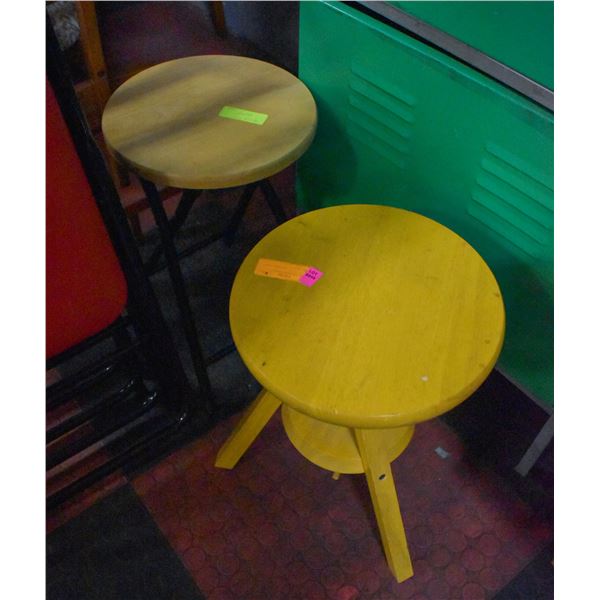 2 SMALL WOODEN STOOLS