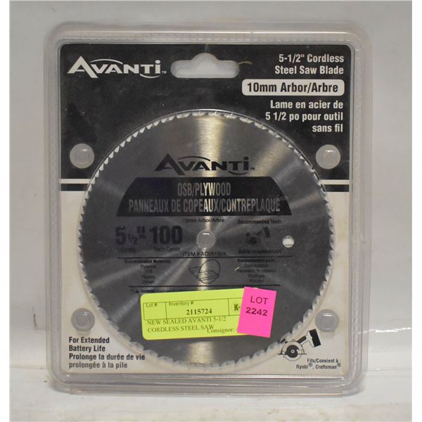 NEW SEALED AVANTI 5-1/2 CORDLESS STEEL SAW