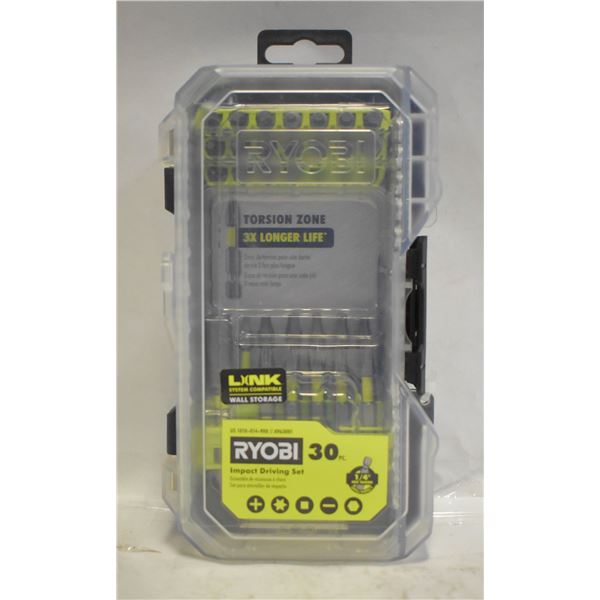 NEW RYOBI 30PC IMPACT DRIVER SET IN CASE