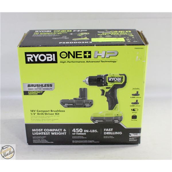 NEW RYOBI HP 18 VOLT CORDLESS BUSHLESS 1/2"