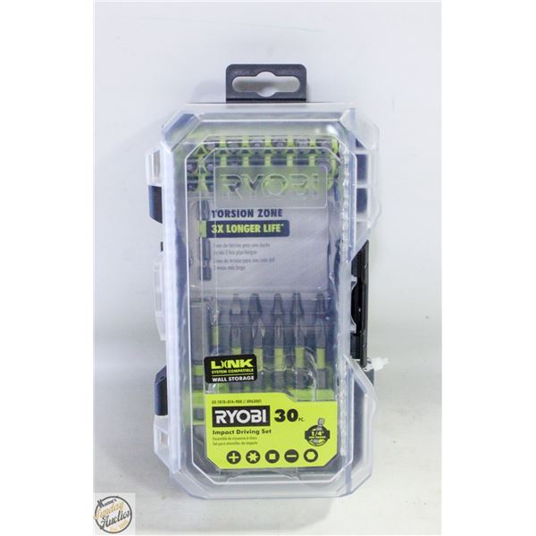 NEW RYOBI 30PC IMPACT DRIVER SET IN CASE