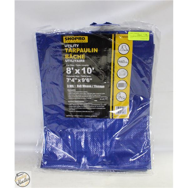 SHOPRO 8FT X 10FT UTILITY TARP - BLUE