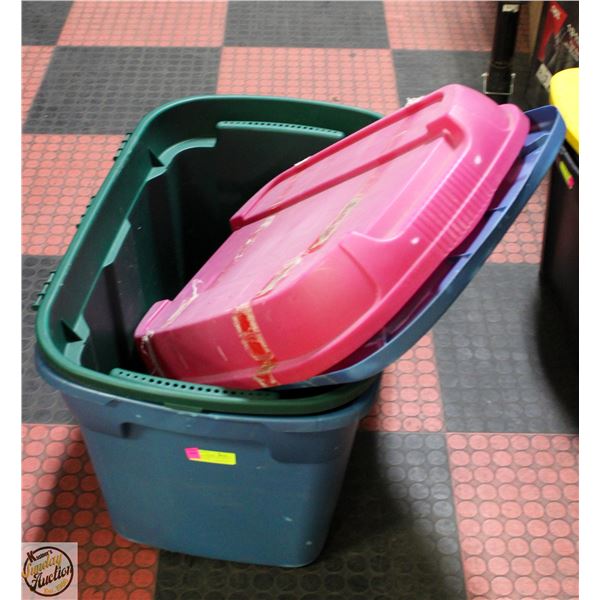 TWO EXTRA LARGE TOTES WITH LIDS INCL. BLUE