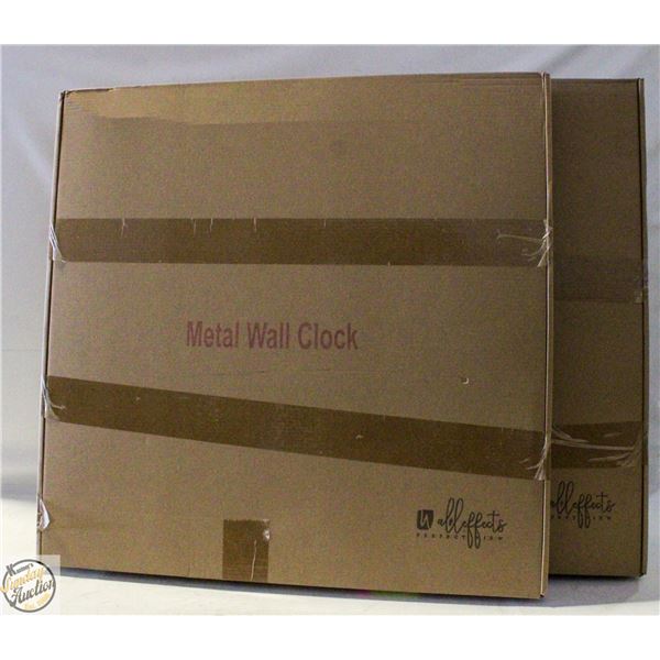 PAIR OF 24" DIAMETER METAL CLOCKS (NEW)
