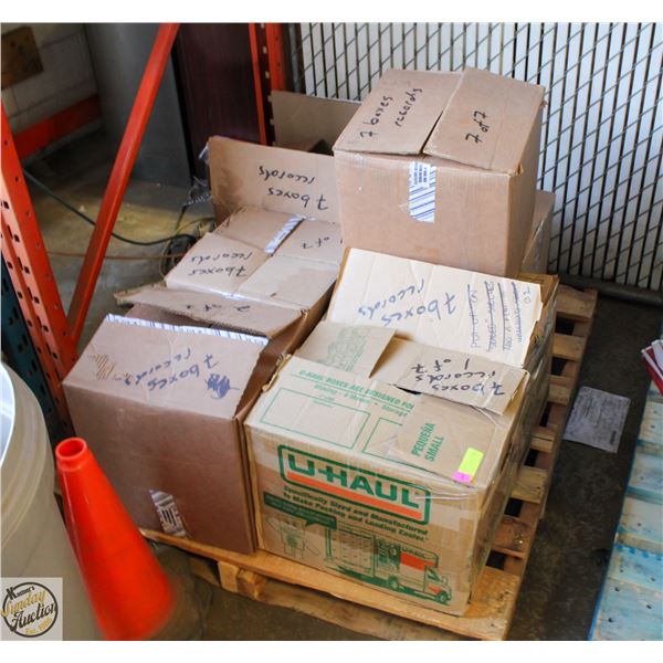 7 BOXES OF ASSORTED RECORDS (VINYL) ON A PALLET