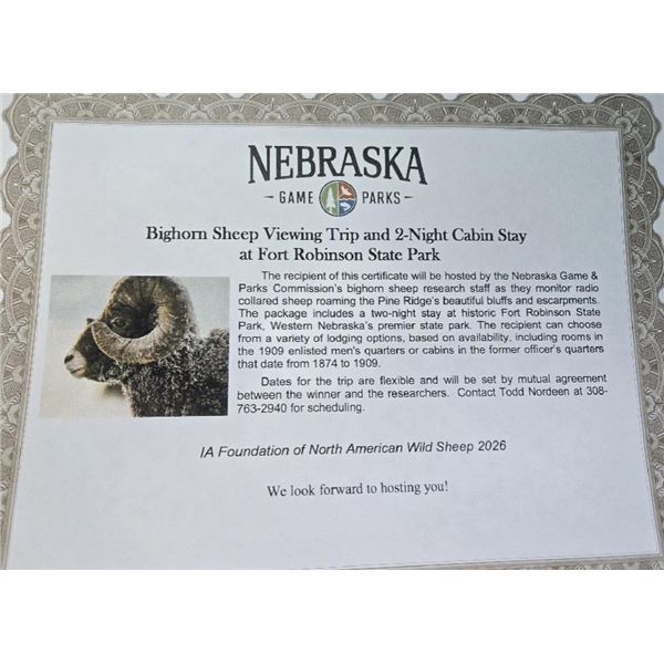 NEBRASKA BIGHORN SHEEP VIEWING FOR 2