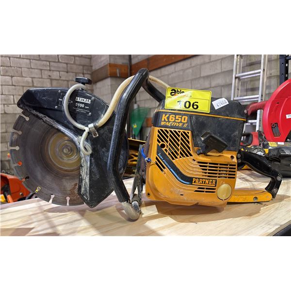 PARTNER K650 ACTIVE 2 GAS POWERED CUT OFF CONCRETE SAW