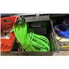Image 3 : SHELF OF ROPE, EXTENSION CORD, ELECTRIC SANDER & MILK CRATE OF BRACKETS