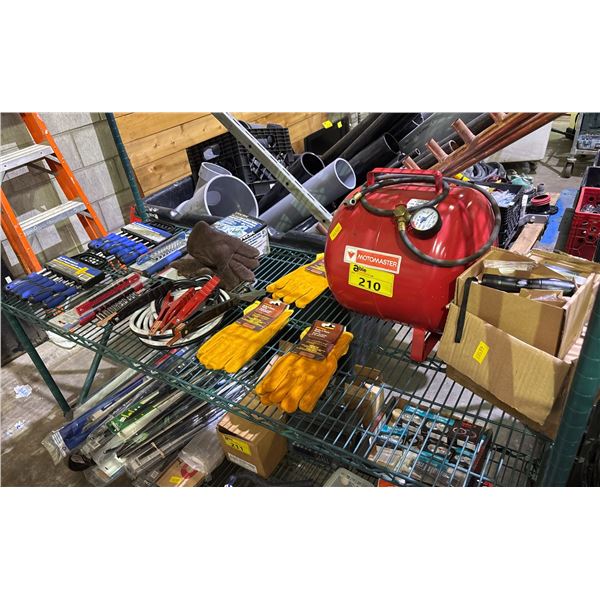 MOTOMASTER PORTABLE AIR COMPRESSOR, HEX NUT DRIVER SETS, SOCKET SETS, DENT PULLER, BRAKE THICKNESS