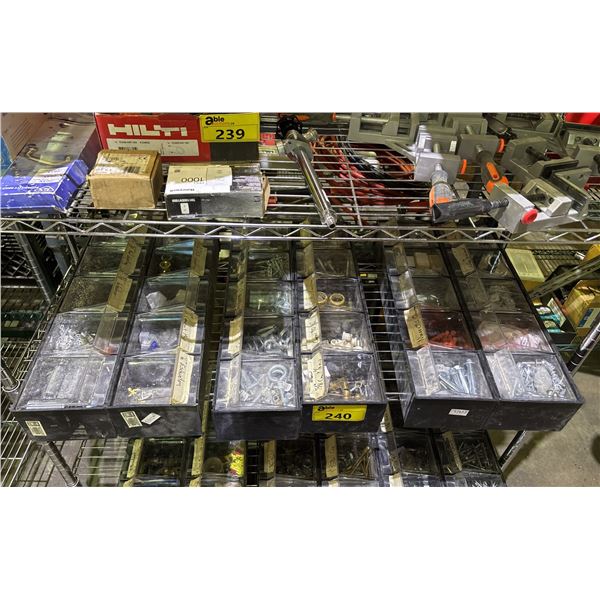 THREE POWER FIST TILT OUT STORAGE BINS WITH CONTENTS
