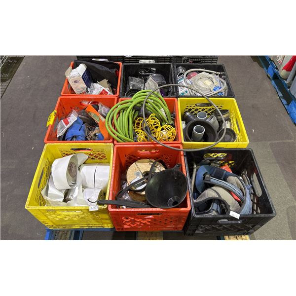 PALLET OF STRING WORK LIGHTS, ASSORTED HARDWARE, STRING WORK LIGHTS, FITTINGS & MORE *MUST TAKE ALL