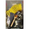 Image 7 : PALLET OF EXTENSION CORDS, ELECTRICAL COVERS, ASSORTED FUNNELS, LIGHT BULBS, HARDWARE & MORE *MUST