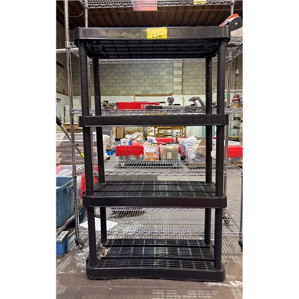 BLACK PLASTIC 4 TIER STORAGE SHELF