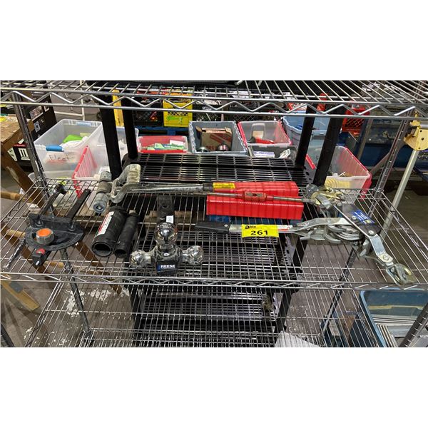POWERFIST 2 TON CABLE PULLER, REESE TOWPOWER 2.5" TRI BALL HITCH BALL MOUNT, TAP WRENCH & MORE