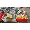 Image 1 : PALLET OF ROPES, PLASTIC PIPE, ASSORTED HOSES, PVC PIPE CONNECTORS & ASSORTED GRINDING WHEELS *MUST