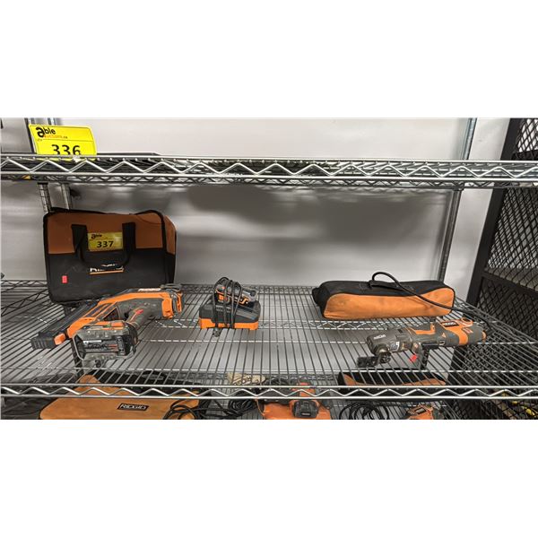 RIDGID BRAD NAILER WITH BATTERY, RIDGID ELECTRIC MULTI TOOL, RIDGID BATTERY WITH CHARGER & A RIDGID