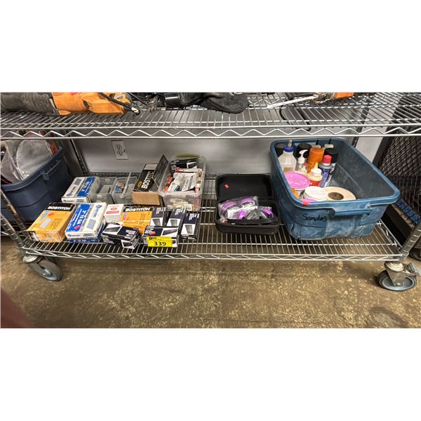 SHELF OF ASSORTED BRAD NAILS, FINISHING NAILS & MORE