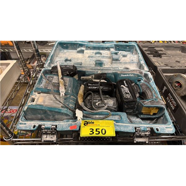 MAKITA DRILL WITH 4 BATTERIES & CHARGER IN A HARD TRANSPORT CASE