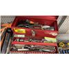 Image 2 : METAL TOOL BOX & ASSORTED SMALL HAND TOOLS