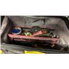 Image 3 : HUSKY TOOL BAG WITH CONTENTS, CLAMPS, SAW, MEASURING TAPE & BUNGEE CORDS