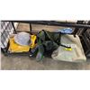 Image 1 : PAIR OF SIZE 8 WADERS, RAIN PANTS, HARD HAT & AIR MATTRESS