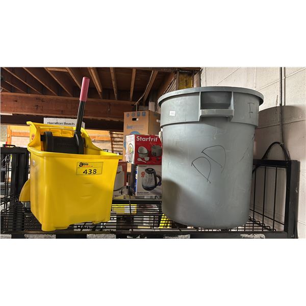 RUBBERMAID COMMERCIAL MOP BUCKET & RUBBERMAID 20 GALLON PLASTIC TRASH BIN