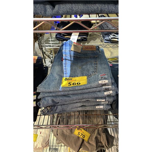 8 PAIRS OF LEVIS 31 32 JEANS