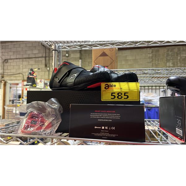 PELOTON SIZE 8.5 CYCLING SHOES & A PELOTON HEART RATE MONITOR