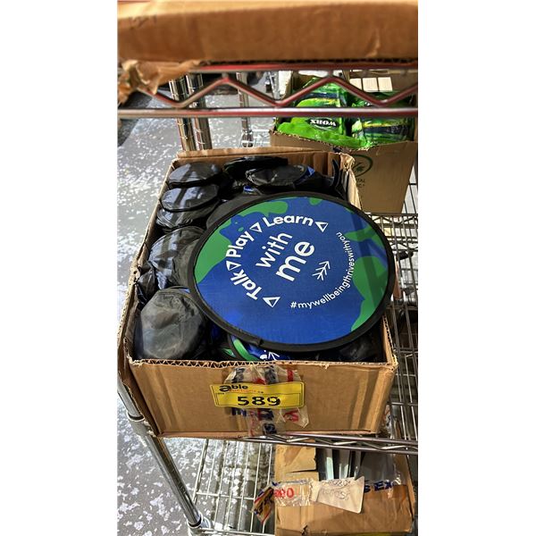 BOX OF FABRIC FRISBEE'S