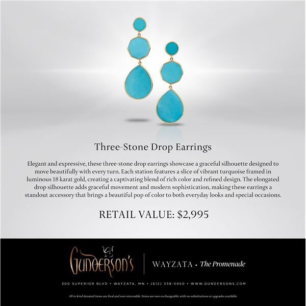 3-Stone Drop Earrings in 18K Gold - Gundersons
