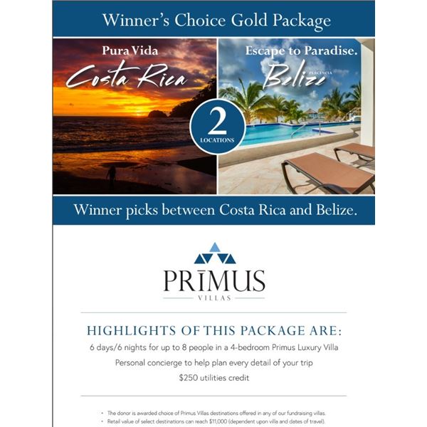 Costa Rica OR Belize Vacation 6 Days/6 Nights Up to 8 People – Winners Choice
