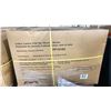 Image 2 : PATIOFLARE COLTON WOOD / PLASTIC RATTAN 3PCS OUTDOOR PATIO CHAT SET WITH GREY CUSHIONS INCLUDING:
