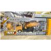 Image 2 : 3 REMOTE CONTROLLED CONSTRUCTION VEHICLES: DIE-CAST EXCAVATOR, CRANE TRUCK, & CEMENT TRUCK *IN BOX*