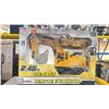 Image 2 : 3 REMOTE CONTROLLED CONSTRUCTION VEHICLES: DIE-CAST EXCAVATOR, CRANE TRUCK, & CEMENT TRUCK *IN BOX*